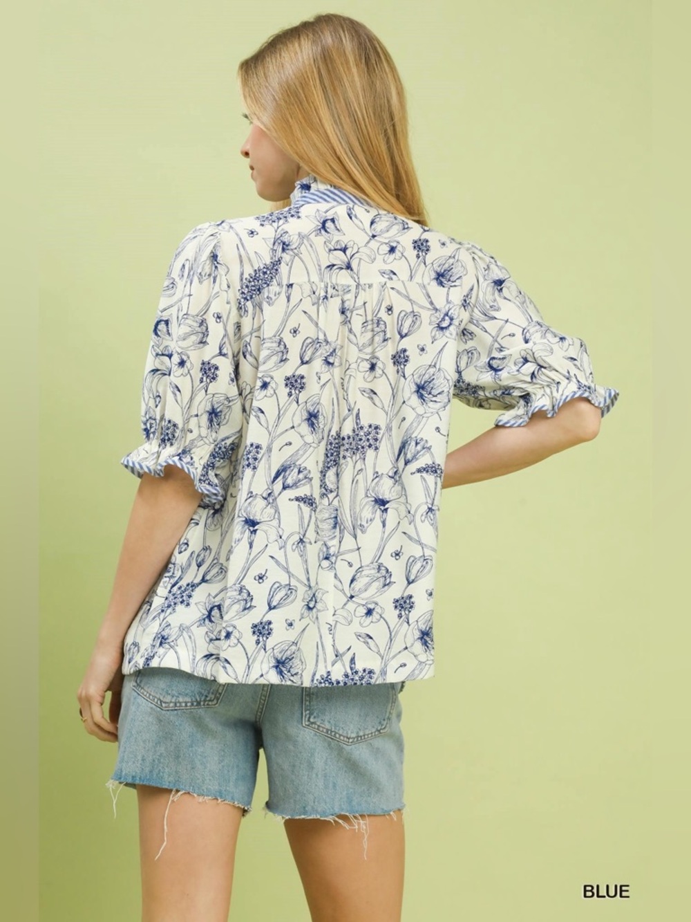 Umgee Mixed Print Button Front Top - Picture 3 of 6